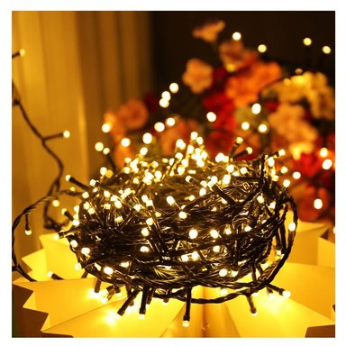 TIRA DE LUCES NAVIDEÑAS 12MTS AMBAR CON TIEMPOS DE LUCES - 1