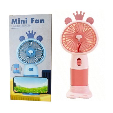 VENTILADOR DE MANO PORTATIL CON BASE Y CARGADOR - AZUL