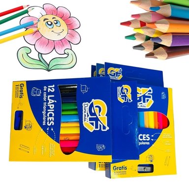 SET DE 8 CAJAS DE PINTURAS LAPICES DE COLORES PARA PINTAR TRIANGULARE - 1