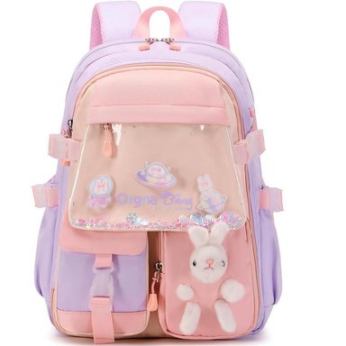 MOCHILA ESCOLAR KAWAII JUVENIL COREANA MEDD DUNNY CONEJO CELESTE