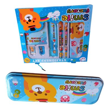 JUEGO DE UNA CARTUCHERA LÁPICES BORRADOR Y OTROS ÚTILES ESCOLARES ROSA