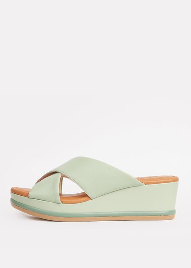 SANDALIAS MUJER USAFLEX CUERO VERDE SUECO PLATAFORMA CON TIRANTES CRUZADOS USA AG3207VER - 3