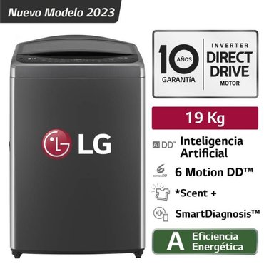 LAVADORA LG 19 KG CARGA SUPERIOR SMART INVERTER CON TURBODRUM NEGRO CLARO WT19BPB
