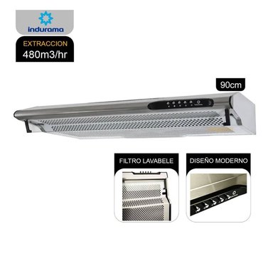 CAMPANA INDURAMA EXTRACTORA CEI-902CRP 3 VELOCIDADES ACERO