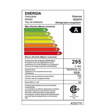 REFRIGERADORA HISENSE RD267H 205L TOP MOUNT - 4