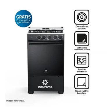 COCINA INDURAMA 4 HORNILLAS A GAS NEGRA GOYA