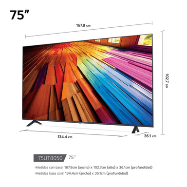 TELEVISOR LG LED 4K ULTRA HD 75 SMART TV CON THINQ AI 75UT8050PSB 2024 - 2