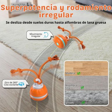 JUGUETE INTERACTIVO PARA PERROS CON SOGA PELOTA GIRATORIA 360° - 4