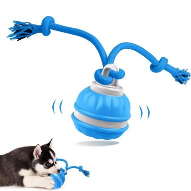 JUGUETE INTERACTIVO PARA PERROS CON SOGA PELOTA GIRATORIA 360°, 3 MODOS, LED
