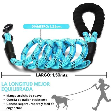 CORREA PARA PERRO REFLECTANTE CON ASA ACOLCHADA METRO CINCUENTA DE LARGO - 2