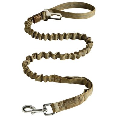 CORREA ELÁSTICA TÁCTICA ANTITIRONES PARA PERROS MEDIANOS Y GRANDES CLIP DE SEGURIDAD Y ASA DOBLE