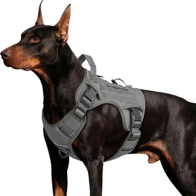 ARNÉS TÁCTICO PARA PERROS TALLA LARGE ANTITITRONES REFLECTANTE CON ASA K9 COLOR GRIS