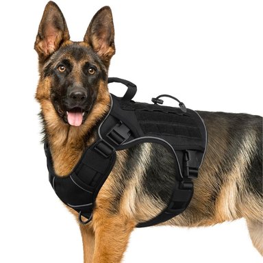 ARNÉS TÁCTICO PARA PERROS TALLA EXTRA LARGE ANTITITRONES REFLECTANTE CON ASA K9 COLOR NEGRO