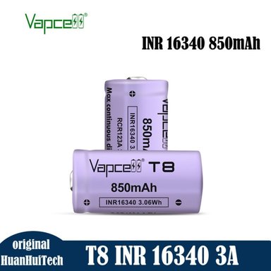 BATERÍAS VAPCEL-T8 RECARGABLES CR123A 3,7 V LITIO 16340