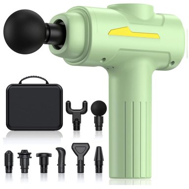 PISTOLA DE MASAJE PROFESIONAL CON 8 CABEZAS, ALIVIO MUSCULAR, PORTÁTIL, 6 VELOCIDADES, BATERÍA DE 1500MAH Y CARGA TIPO C