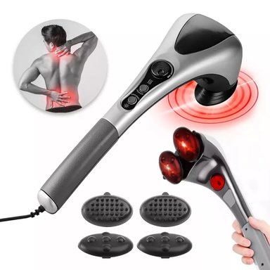 MASAJEADOR ELÉCTRICO DOBLE CABEZAL CON LUZ INFRARROJA Y CALOR PARA ALIVIO DEL DOLOR EN CUELLO, ESPALDA, PIERNAS Y ZONA LUMBAR