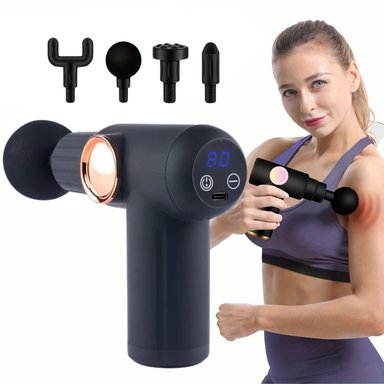 MASAJEADOR MUSCULAR VICTORIA HAN, PISTOLA DE PERCUSIÓN CON 32 VELOCIDADES, PANTALLA LED Y 4 CABEZALES PARA CUERPO Y CUELLO