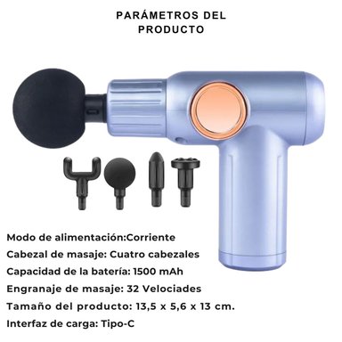 MASAJEADOR MUSCULAR VICTORIA HAN, PISTOLA DE MASAJE CON 32 VELOCIDADES, PANTALLA LED Y 4 CABEZALES PARA CUERPO Y CUELLO - 6