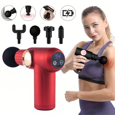 PISTOLA DE MASAJE VICTORIA HAN 32 VELOCIDADES, USB-C, PANTALLA LED Y 4 CABEZALES PARA RELAJACIÓN MUSCULAR Y ALIVIO DEL DOLOR