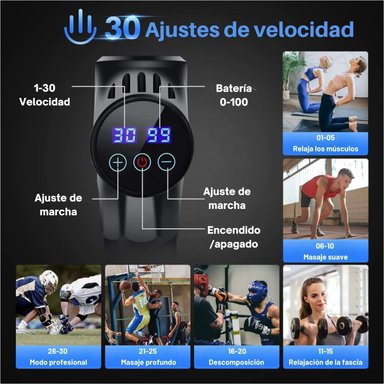 PISTOLA DE MASAJE MAX GUN PROFESIONAL PARA TERAPIA PERCUTIVA, DISEÑO PORTÁTIL Y RECARGA RÁPIDA, ALIVIA DOLORES Y FATIGA MUSCULAR - 3