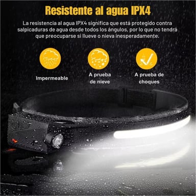 LUZ FRONTAL PARA CABEZA CON ILUMINACIÓN PANORÁMICA, USB-C Y BANDA AJUSTABLE, IDEAL PARA DEPORTES, EMERGENCIAS Y SENDERISMO - 3
