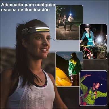 LUZ DE CABEZA MANOS LIBRES LED COB CON BATERÍA 18650 RECARGABLE USB-C, IDEAL PARA PESCA, CICLISMO O TRABAJOS TÉCNICOS NOCTURNOS - 6