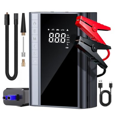 ARRANCADOR DE BATERÍAS PORTÁTIL 10000MAH CON INFLADOR DE NEUMÁTICOS, 5 MODOS DE INFLADO Y FUNCIÓN POWER BANK USB TIPO C