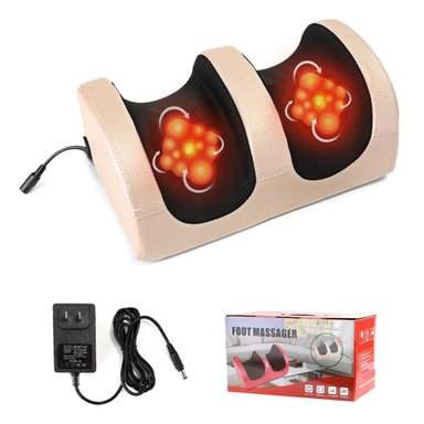 MASAJEADOR SHIATSU ELÉCTRICO PARA PIES Y PANTORRILLAS CON RODILLO, FUNCIÓN DE CALOR Y AJUSTE DE INTENSIDAD AUTOMÁTICO