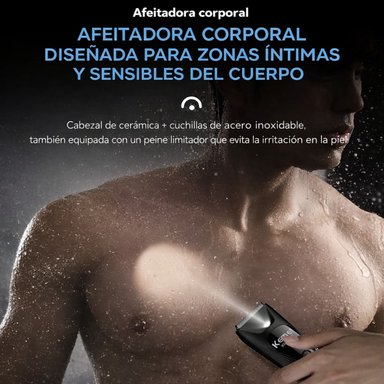 AFEITADORA CORPORAL UNISEX IMPERMEABLE IPX7 CON LUZ LED Y CARGA USB TIPO C - 4