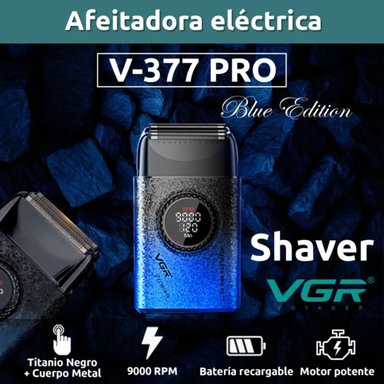 MÁQUINA AFEITAR SHAVER PORTÁTIL RECARGABLE USB 9000 RPM CORTE AL RAS BATERÍA LARGA DURACIÓN PROFESIONAL VGR V-377 - 3