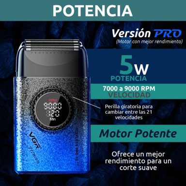 MÁQUINA AFEITAR SHAVER PORTÁTIL RECARGABLE USB 9000 RPM CORTE AL RAS BATERÍA LARGA DURACIÓN PROFESIONAL VGR V-377 - 4