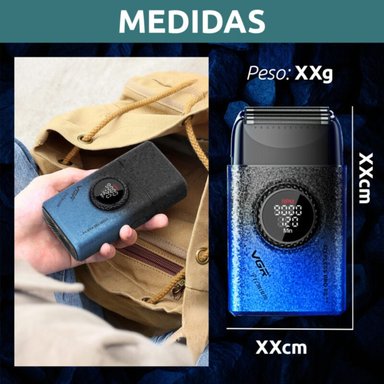 MÁQUINA AFEITAR SHAVER PORTÁTIL RECARGABLE USB 9000 RPM CORTE AL RAS BATERÍA LARGA DURACIÓN PROFESIONAL VGR V-377 - 10