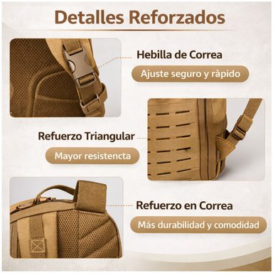 MOCHILA TÁCTICA MILITAR 50L SISTEMA MOLLE RESISTENTE IMPERMEABLE PARA CAMPING VIAJES TREKKING TRABAJO Y USO DIARIO - 3