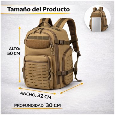 MOCHILA TÁCTICA MILITAR 50L SISTEMA MOLLE RESISTENTE IMPERMEABLE PARA CAMPING VIAJES TREKKING TRABAJO Y USO DIARIO - 7