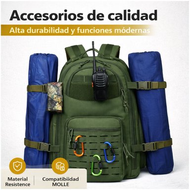 MOCHILA TÁCTICA MILITAR 50L SISTEMA MOLLE RESISTENTE IMPERMEABLE PARA CAMPING VIAJES TREKKING TRABAJO Y USO DIARIO - 6