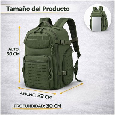 MOCHILA TÁCTICA MILITAR 50L SISTEMA MOLLE RESISTENTE IMPERMEABLE PARA CAMPING VIAJES TREKKING TRABAJO Y USO DIARIO - 7