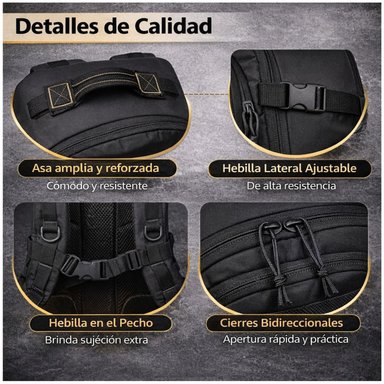 MOCHILA TÁCTICA MILITAR 50L SISTEMA MOLLE RESISTENTE IMPERMEABLE PARA CAMPING VIAJES TREKKING TRABAJO Y USO DIARIO - 2