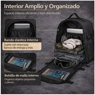 MOCHILA TÁCTICA MILITAR 50L SISTEMA MOLLE RESISTENTE IMPERMEABLE PARA CAMPING VIAJES TREKKING TRABAJO Y USO DIARIO - 5