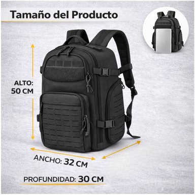 MOCHILA TÁCTICA MILITAR 50L SISTEMA MOLLE RESISTENTE IMPERMEABLE PARA CAMPING VIAJES TREKKING TRABAJO Y USO DIARIO - 7