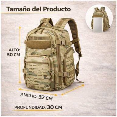MOCHILA TÁCTICA MILITAR 50L SISTEMA MOLLE RESISTENTE IMPERMEABLE PARA CAMPING VIAJES TREKKING TRABAJO Y USO DIARIO - 7