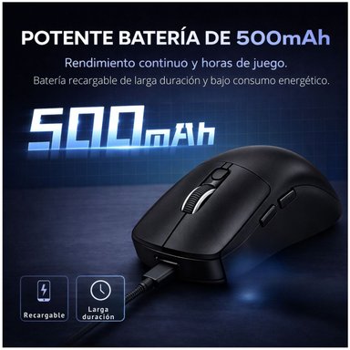 MOUSE BLUETOOTH RECARGABLE ERGONÓMICO 2.4G CON BOTONES LATERALES DPI AJUSTABLE PARA OFICINA ESTUDIO Y HOGAR - 6