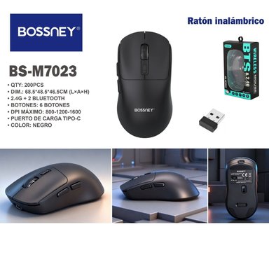 MOUSE INALÁMBRICO BLUETOOTH 2.4G RECARGABLE TIPO C DPI AJUSTABLE 800 1600 2400 ERGONÓMICO PARA LAPTOP PC - 8