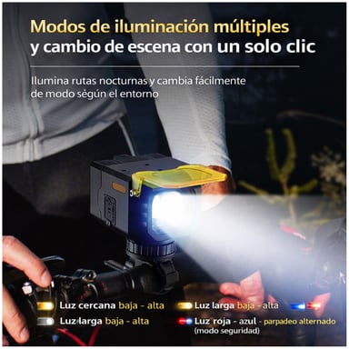 LUZ DELANTERA PARA BICICLETA ANTINIEBLA 650 LM RECARGABLE USB-C ALTA POTENCIA - 6