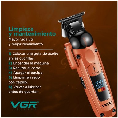 MÁQUINA CORTAR CABELLO VGR V-274 PROFESIONAL FADE TURBO 7000RPM - 9