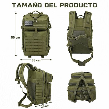 MOCHILA TÁCTICA MILITAR 45L SISTEMA MOLLE RESISTENTE IMPERMEABLE PARA CAMPING VIAJES TREKKING TRABAJO Y USO DIARIO - 6