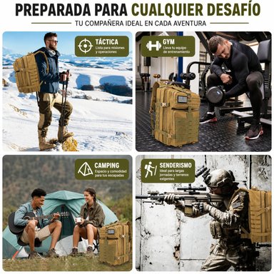 MOCHILA TÁCTICA MILITAR 45L SISTEMA MOLLE RESISTENTE IMPERMEABLE PARA CAMPING VIAJES TREKKING TRABAJO Y USO DIARIO - 7