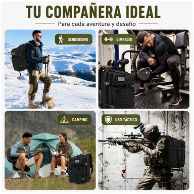MOCHILA TÁCTICA MILITAR 45L SISTEMA MOLLE RESISTENTE IMPERMEABLE PARA CAMPING VIAJES TREKKING TRABAJO Y USO DIARIO - 7