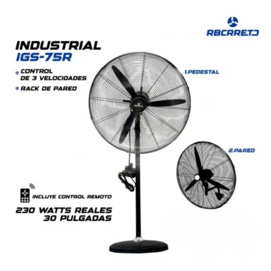 VENTILADOR INDUSTRIAL 30 PULGADAS 300W CON CONTROL MARCA RBC IGS-75R