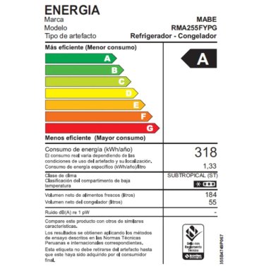 REFRIGERADORA MABE TOP FREEZER RMA255FYPG 239LT GRAFITO - 8