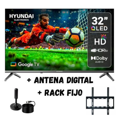 TELEVISOR 32 HYUNDAI SMART TV QLED HD HYLED3259QG + ANT + RACK FIJO - 1